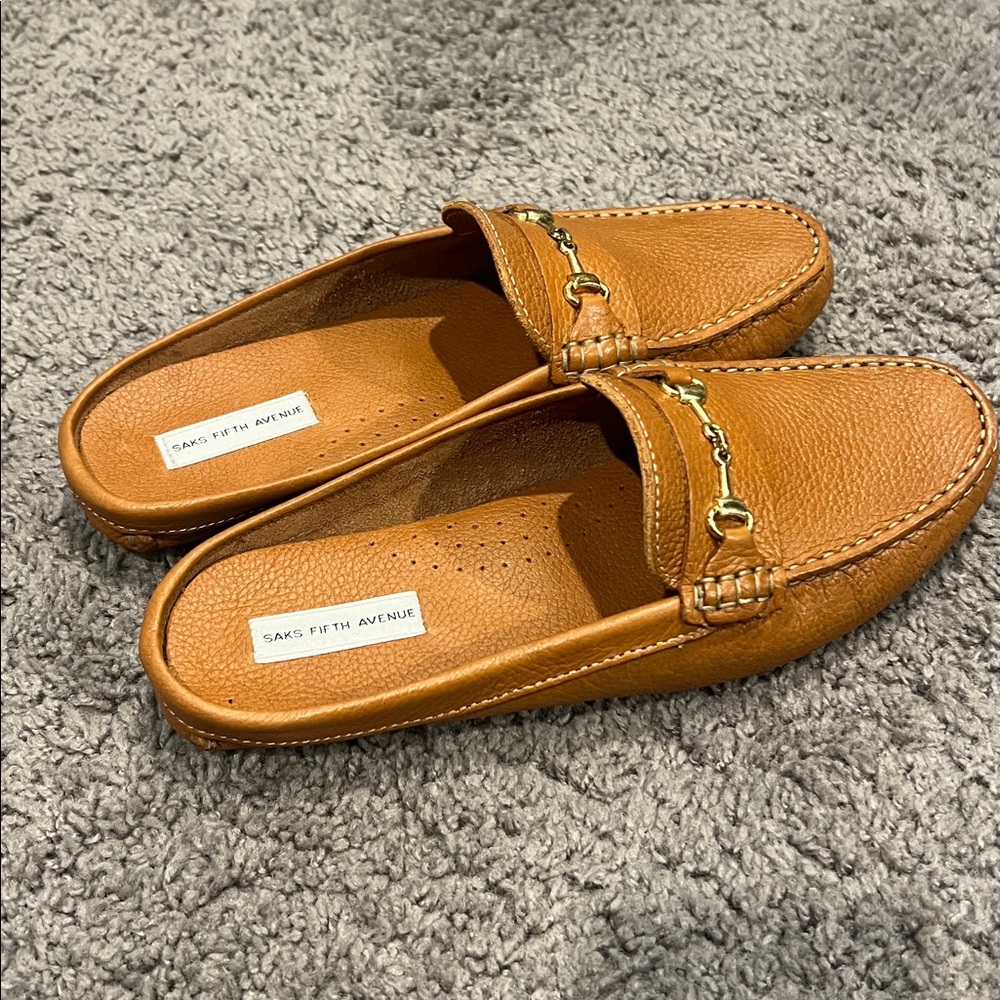 Saks Fifth Avenue Brown Slip-On Loafers